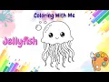 Cute Purple Jellyfish Coloring Easy Adorable Kawaii Drawing for Kids