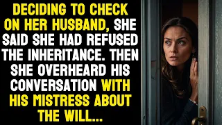 Deciding to check on her husband, she said she had refused the inheritance. Then she overheard...