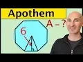 Find Area of Regular Polygon Given Apothem