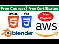 Udemy Free Certificate Courses Amazon Web Services AWS HTML CSS Blender Project Online Classes