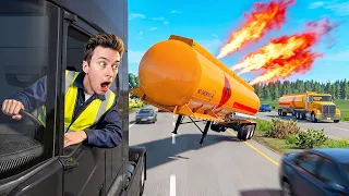 ОШИБКА = ВЗРЫВ! ДВА БЕНЗОВОЗА НА 200 КМ/Ч в BeamNG.drive!