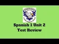 Spanish 1 Unit 2 Test Review