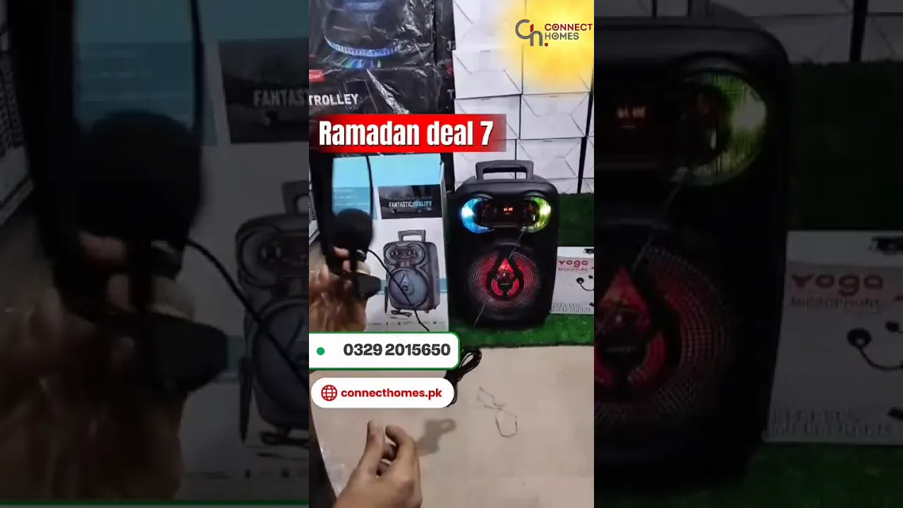 Ramzan Deal #7: GTS-1718 8-Inch High-Power Wireless Speaker + Yoga DM-193 Professional Headset Mic