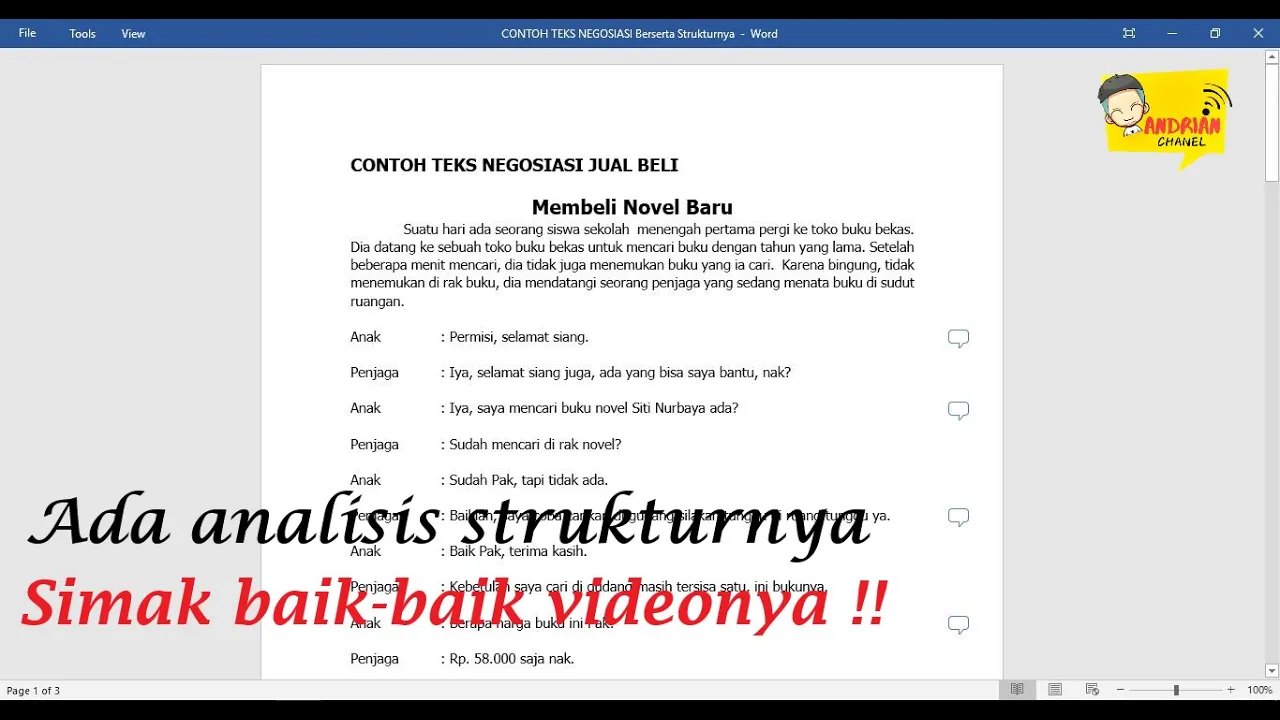 Teks negosiasi jual beli tas (TUGAS BAHASA INDONESIA). 