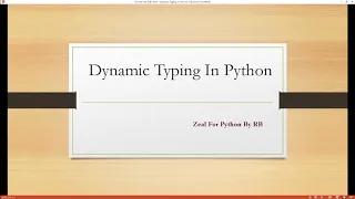 Tutorial 8 Dynamic Typing In Python