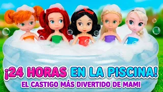 ¡24 HORAS EN LA PISCINA! El CASTIGO más DIVERTIDO de Mami 😱🌊 Princesas Disney