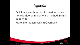 What is Override Fix method does not override or implement a method from a supertype