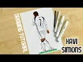 How to draw a soccer player Xavi Xavi Simons from Tottenham Hotspur