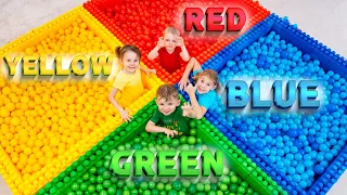 Learn Colors and ABC with Five Kids Fun Ball Pit Adventure