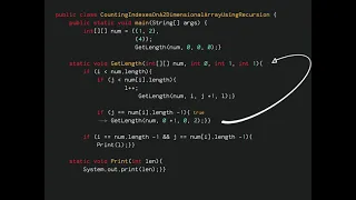 Counting Indexes On A 2 Dimensional Array Using Recursion