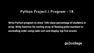 EP 18 Language Python Program Project I go2collage