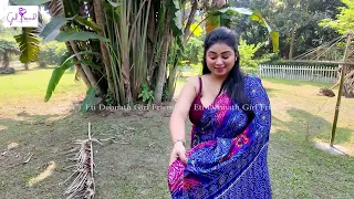  saree in the city plus size model eti printed saree outdoor shoot 