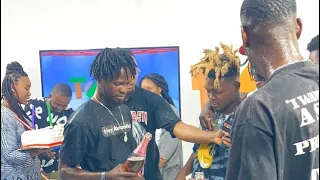 fameye u0026 quamina mp tulenkey birthday surprise champaign popping kofi mole at watsap tv studio