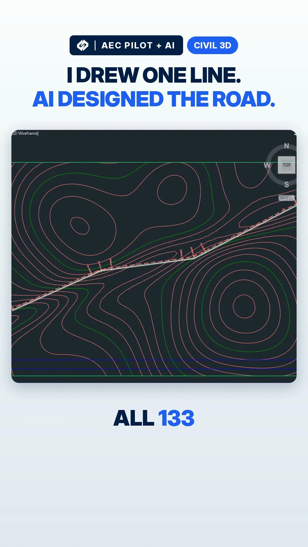 I drew one line in Civil 3D. AI built the road.