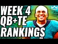 Top 24 Quarterback and Tight End Rankings Tiers Week 4 Fantasy Football 2023