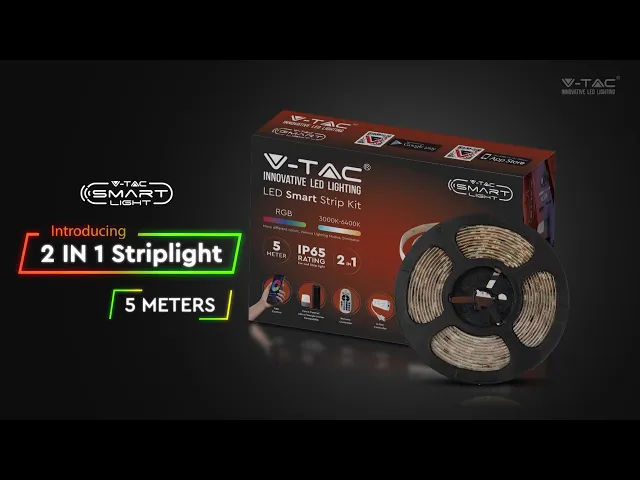 4Wm (230Lm/m) LED V-TAC SMART Tape RGB + 3in1, 5m, IP65, ühildub Amazon Alexa ja Google Home rakendustega, dimmerdatav