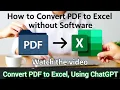 How to Convert PDF to Excel Sheet in 5 Second Using ChatGPT
