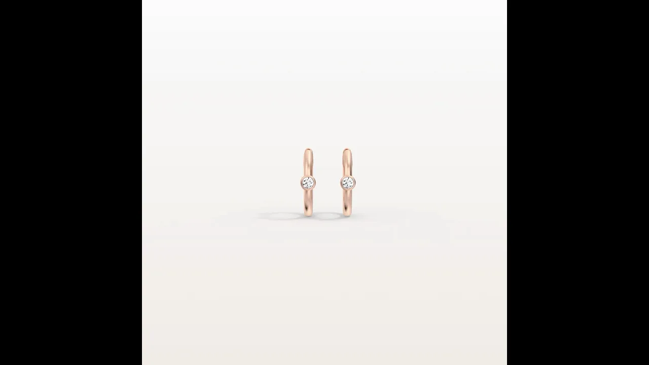 12mm Round Lab-Grown Diamond Huggie Hoop Earrings in 14K Gold/Platinum