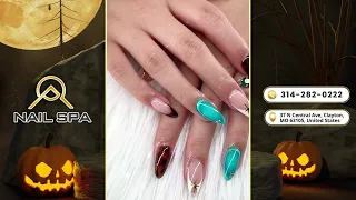 Beautiful Fall Nails at AQ NAIL SPA in Clayton MO 63105 - Cozy Autumn Styles Await