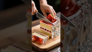 Cutting Glass Strawberry????Cake #asmr #ai #relaxing #cake  #strawberry #shorts #dessert #youtubesho