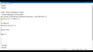 Displaying Prime numbers between 1 and 100 using Javascript