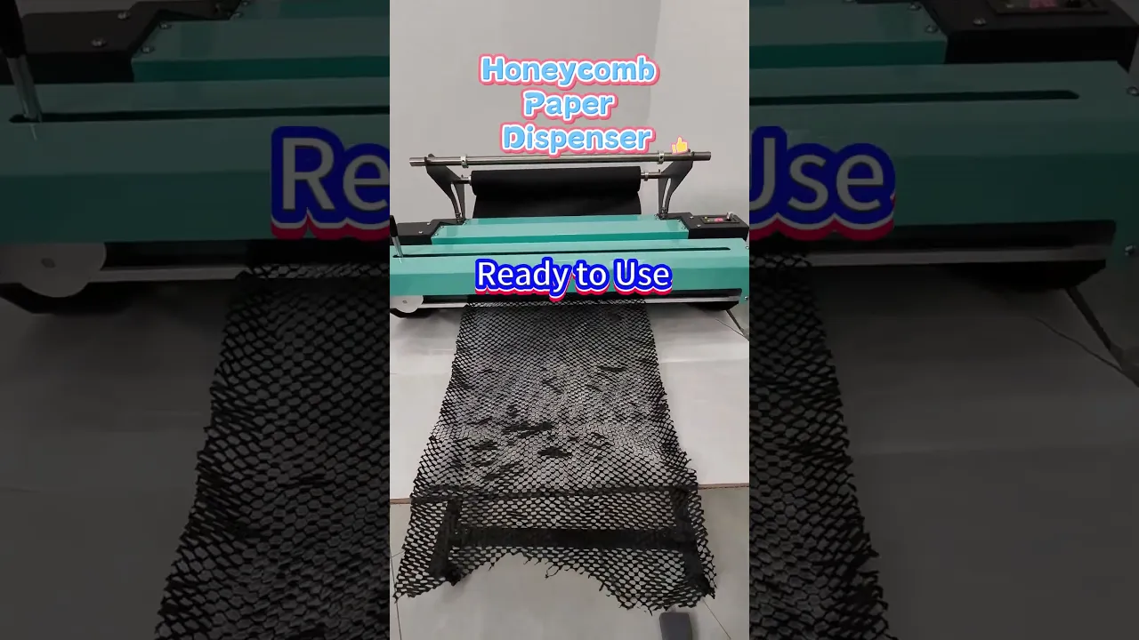 Honeycomb paper feeder, precise tension control for uniform honeycomb mesh.