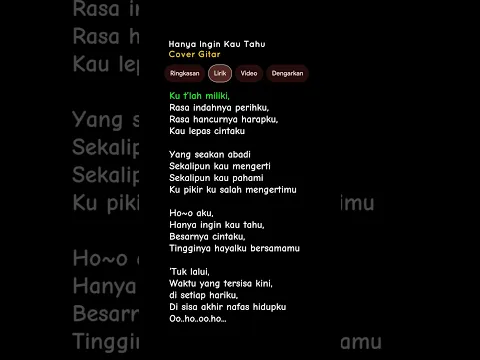 LIRIK LAGU HANYA INGIN KAU TAHU - REPVBLIK (Kau tlah miliki rasa indahnya perihku) Cover Gitar