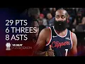 James Harden 29 pts 6 threes 8 asts vs Heat season
