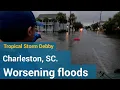 Charleston S C roads turn to rivers as Tropical Storm Debby pounds the region