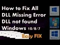 How to fix ALL DLL missing errors DLL not found Windows 10 Easy fix 2021