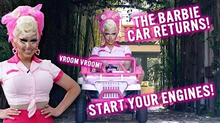 Trixie Takes the Barbie Car Out for a Spin!