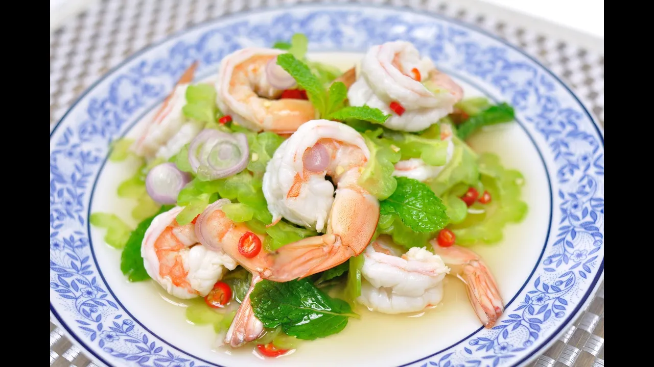 Spicy Bitter Melon Salad with Shrimps (Thai Food)  Yum Mara Kung 