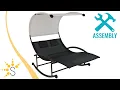 Sunnydaze Double Chaise Rocking Lounge with Canopy and Pillows - Black