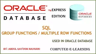 Group Functions SQL Multiple Row Functions Oracle Database XE Tutorial Computer e Learning