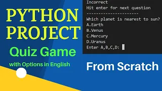 Python Project - Quiz Game along with options from Scratch In English