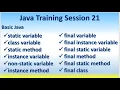 Java Training Session 21 static - variable method instance variable final