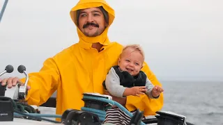 BOAT LIFE: Rainy Day at Sea. Tacking upwind to RHODE ISLAND! Ep. 232