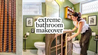How to decorate a dated bathroom with NO DEMO | extreme bathroom makeover