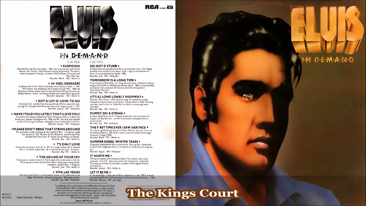 Elvis Presley - Tomorrow Is A Long Time - Elvis In Demand - Vinyl
