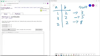 Warmup-1 sumDouble Java Solution Codingbat com