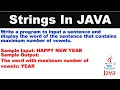 Java program to print the word with maximum no of vowels Vowel Sentence Java Program TechVidya