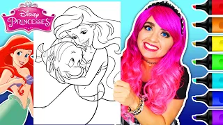 Coloring Ariel & Flounder 🧜🏼‍♀️🐠 Disney Princess Movie Characters Coloring Page | Ohuhu Art Markers