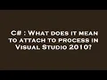 C What does it mean to attach to process in Visual Studio 2010