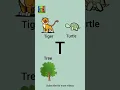 T for Tree Turtle Tub Tiger alphabet A till Z for kids capital letters