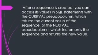 Sequences In Oracle