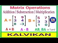 Multiplication Addition and Subtraction of Matrices in Tamil Matrix Operations