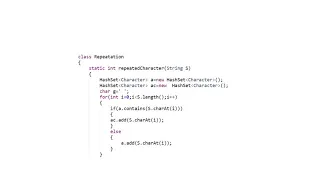 Repeating Character - First Appearance Leftmost JAVA