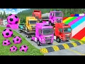 Download Lagu Flatbed Trailer McQueen Transportation met vrachtwagen - Drempels vs. auto's vs. trein - BeamNG.D...