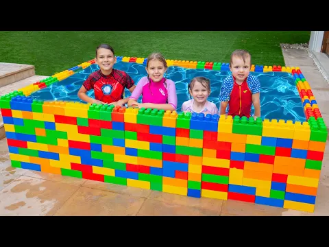 Download MP3 Five Kids How to Swim in the Kids Pool and Plays with Fun Water Toys