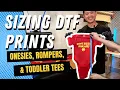 How To Size DTF Artwork on Infant Onesies Toddler Tees by Rabbit Skins DTF Heat Transfer Printing